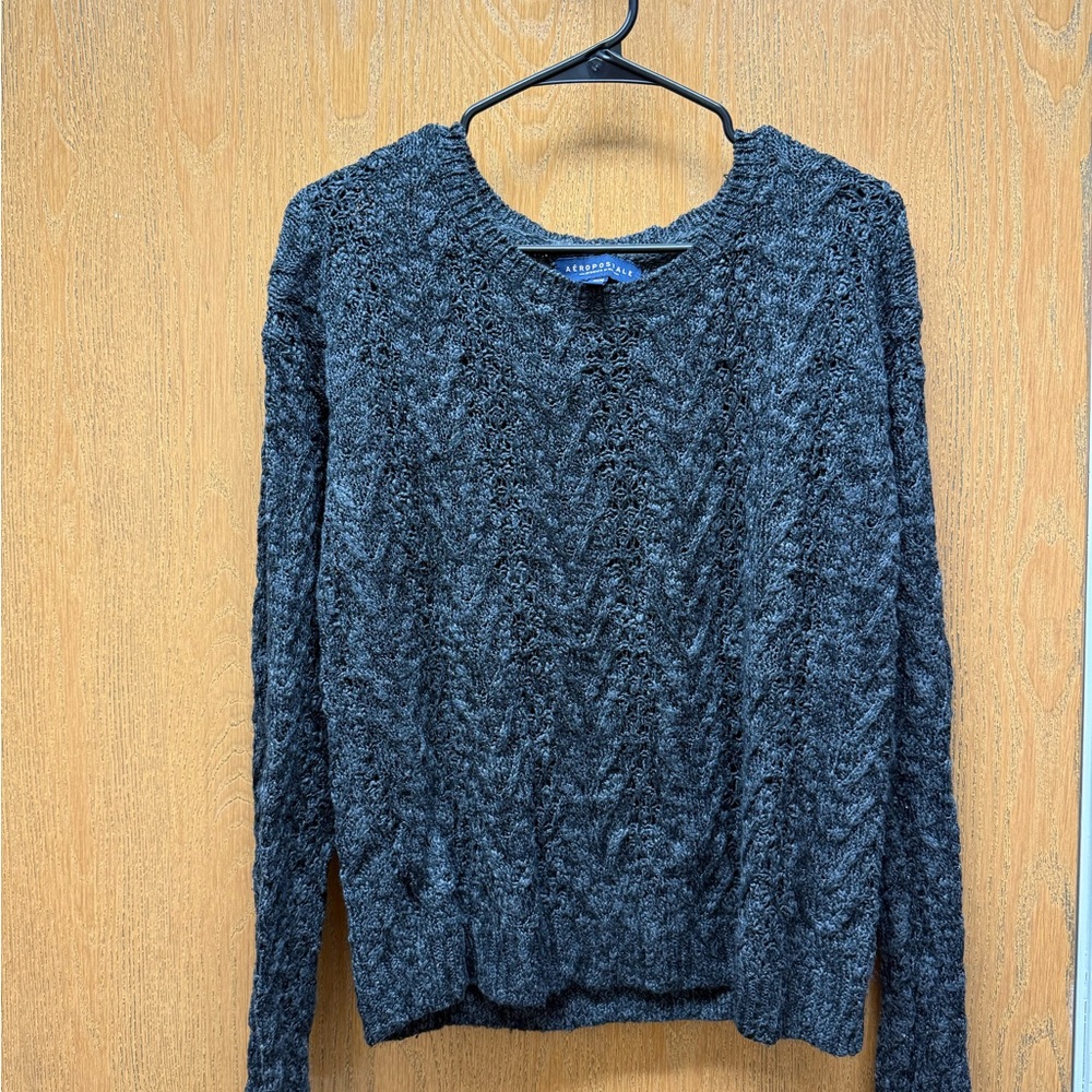 Aeropostale Dark Gray Cable Knit Sweater